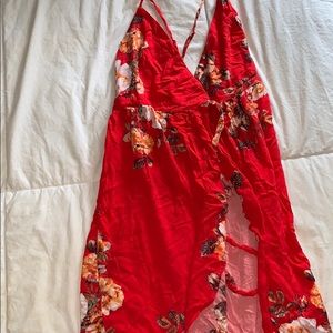 Flower dress with slit